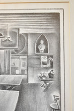 Load image into Gallery viewer, Vintage Framed Print “Castle” – Architectural Interior Scene in Black & White - Mid-Century Artwork