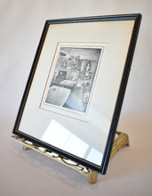 Load image into Gallery viewer, Vintage Framed Print “Castle” – Architectural Interior Scene in Black & White - Mid-Century Artwork