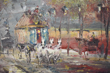 Load image into Gallery viewer, Vintage Parisian Street Scene Oil Painting by Chevalier | Framed Impressionist Cityscape