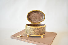 Load image into Gallery viewer, Koi Fish Footed Stone Oval Box with Gilt Trim