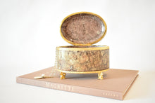 Load image into Gallery viewer, Koi Fish Footed Stone Oval Box with Gilt Trim