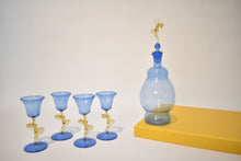 Load image into Gallery viewer, Bimini Blue and Amber Glass Dancing Nudes Descanter and Glassware Set