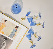 Load image into Gallery viewer, Bimini Blue and Amber Glass Dancing Nudes Descanter and Glassware Set