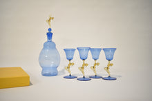 Load image into Gallery viewer, Bimini Blue and Amber Glass Dancing Nudes Descanter and Glassware Set