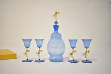 Load image into Gallery viewer, Bimini Blue and Amber Glass Dancing Nudes Descanter and Glassware Set