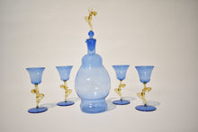 Load image into Gallery viewer, Bimini Blue and Amber Glass Dancing Nudes Descanter and Glassware Set