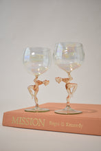 Load image into Gallery viewer, Bimini Irridescent Glasses with Peach Nude Figural Stem, Party of Five