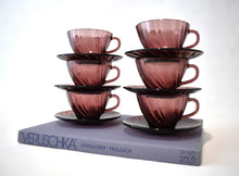 Load image into Gallery viewer, Plum Party of Six Cup and Saucer Set