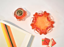 Load image into Gallery viewer, Red-Orange Fire Bullicante Murano Lighter and Bowl Set