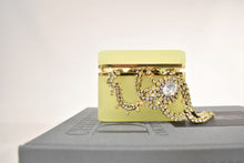 Load image into Gallery viewer, Lemon Yellow Large Rectangular Opaline Glass Box with Smooth Gilt Trim