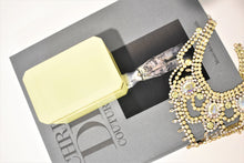 Load image into Gallery viewer, Lemon Yellow Large Rectangular Opaline Glass Box with Smooth Gilt Trim