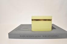 Load image into Gallery viewer, Lemon Yellow Large Rectangular Opaline Glass Box with Smooth Gilt Trim