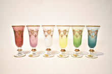 Load image into Gallery viewer, Arte Italica for Neiman Marcus Multi-Colored 24 Karat Gold Glasses, Party of Six