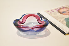 Load image into Gallery viewer, Blue and Magenta Murano Sommerso Geode Bowl