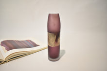 Load image into Gallery viewer, Purple Glass Vase with Metallic Detail