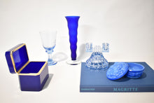 Load image into Gallery viewer, Blue Large Rectangular Opaline Glass Box with Smooth Gilt Trim