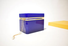 Load image into Gallery viewer, Blue Large Rectangular Opaline Glass Box with Smooth Gilt Trim