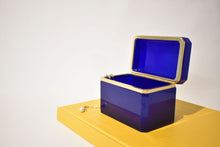 Load image into Gallery viewer, Blue Large Rectangular Opaline Glass Box with Smooth Gilt Trim
