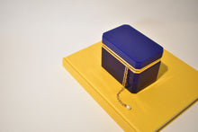 Load image into Gallery viewer, Blue Large Rectangular Opaline Glass Box with Smooth Gilt Trim