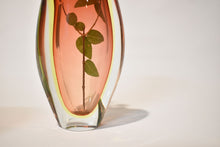 Load image into Gallery viewer, Peach and Highlighter Yellow Murano Sommerso Vase