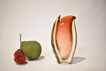 Load image into Gallery viewer, Peach and Highlighter Yellow Murano Sommerso Vase
