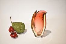 Load image into Gallery viewer, Peach and Highlighter Yellow Murano Sommerso Vase
