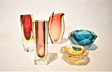 Load image into Gallery viewer, Peach and Highlighter Yellow Murano Sommerso Vase