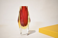 Load image into Gallery viewer, Red and Marigold Murano Faceted Sommerso Vase