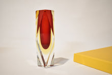 Load image into Gallery viewer, Red and Marigold Murano Faceted Sommerso Vase