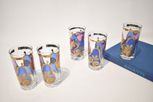 Load image into Gallery viewer, Blue and Purple with 22-Karat Gold Highball Glasses by Georges Briard, Party of Five