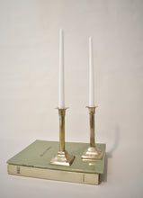 Load image into Gallery viewer, Pair of Silver-Plated Column Candlestick Holders
