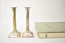 Load image into Gallery viewer, Pair of Silver-Plated Column Candlestick Holders
