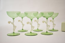 Load image into Gallery viewer, Goddess Green Bimini Glass Nudes Decanter and Glassware Set
