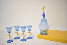 Load image into Gallery viewer, Bimini Blue and Amber Glass Dancing Nudes Descanter and Glassware Set
