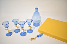 Load image into Gallery viewer, Bimini Blue and Amber Glass Dancing Nudes Descanter and Glassware Set
