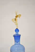 Load image into Gallery viewer, Bimini Blue and Amber Glass Dancing Nudes Descanter and Glassware Set
