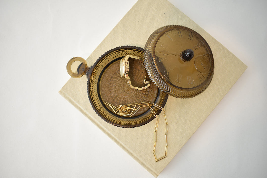 Pocket Watch Shaped Lidded Glass Box