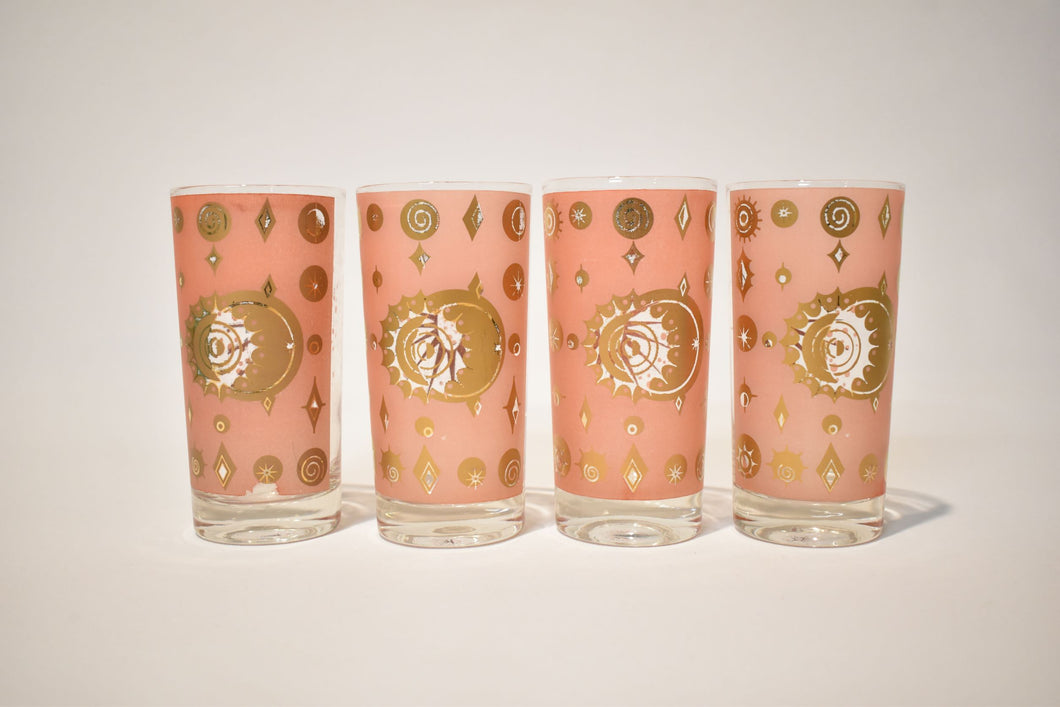 Peachy Celestial Fred Press Glasses, Party of Four