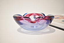 Load image into Gallery viewer, Blue and Magenta Murano Sommerso Geode Bowl
