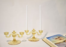 Load image into Gallery viewer, Mint Julep Yellow Candelabra Pair
