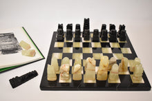 Load image into Gallery viewer, Green Onyx and Black Marble Chess Set
