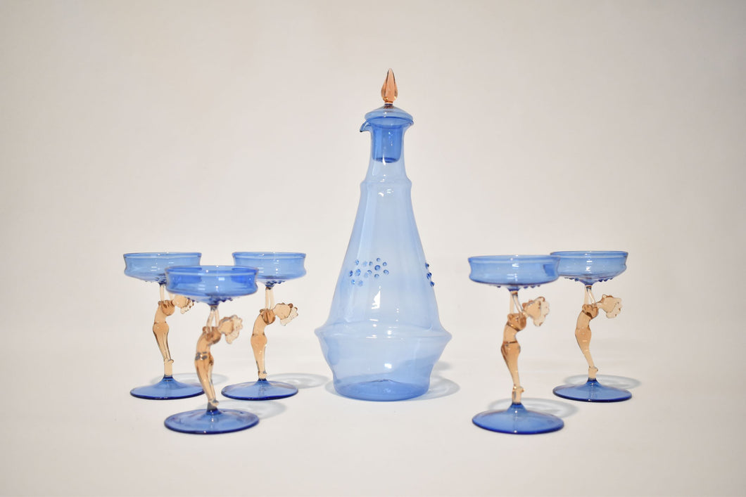 Bimini Glass Nudes Decanter and Glass Set